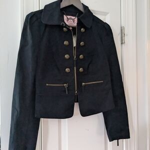 Chic And Trendy Juicy Couture Skylar Black Military Blazer Jacket Xsmall